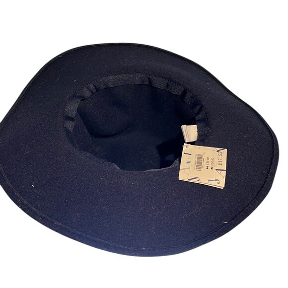Fall Navy Wool Felt Wide Brim Hat W/Brown Band By Janie and Jack For Kids Sz 6-8 - Picture 2 of 4